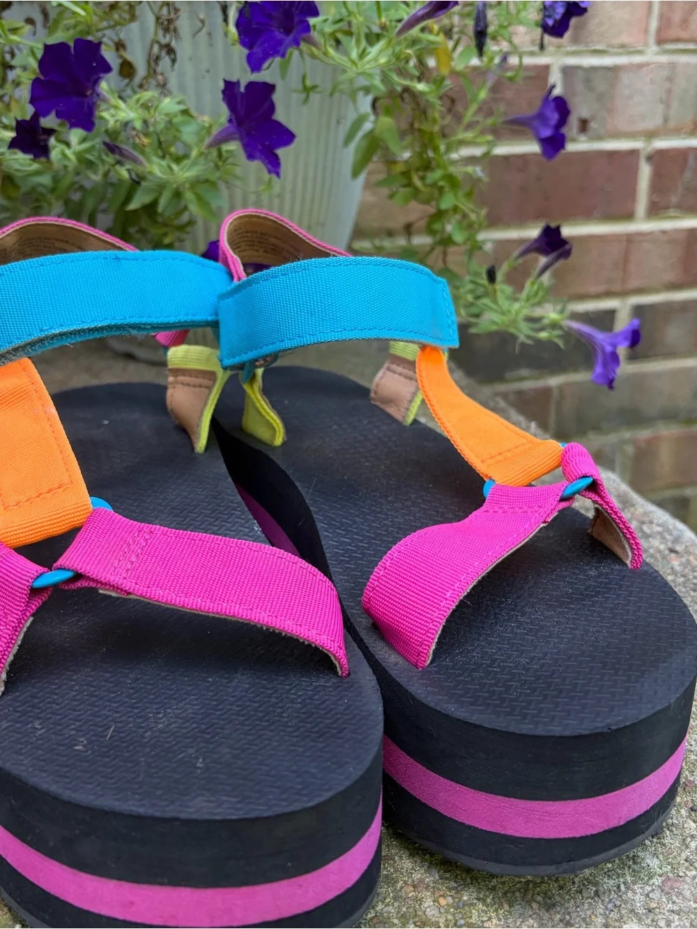 wild fable Multicolor Strap Sandals in Pink, Orange & Blue